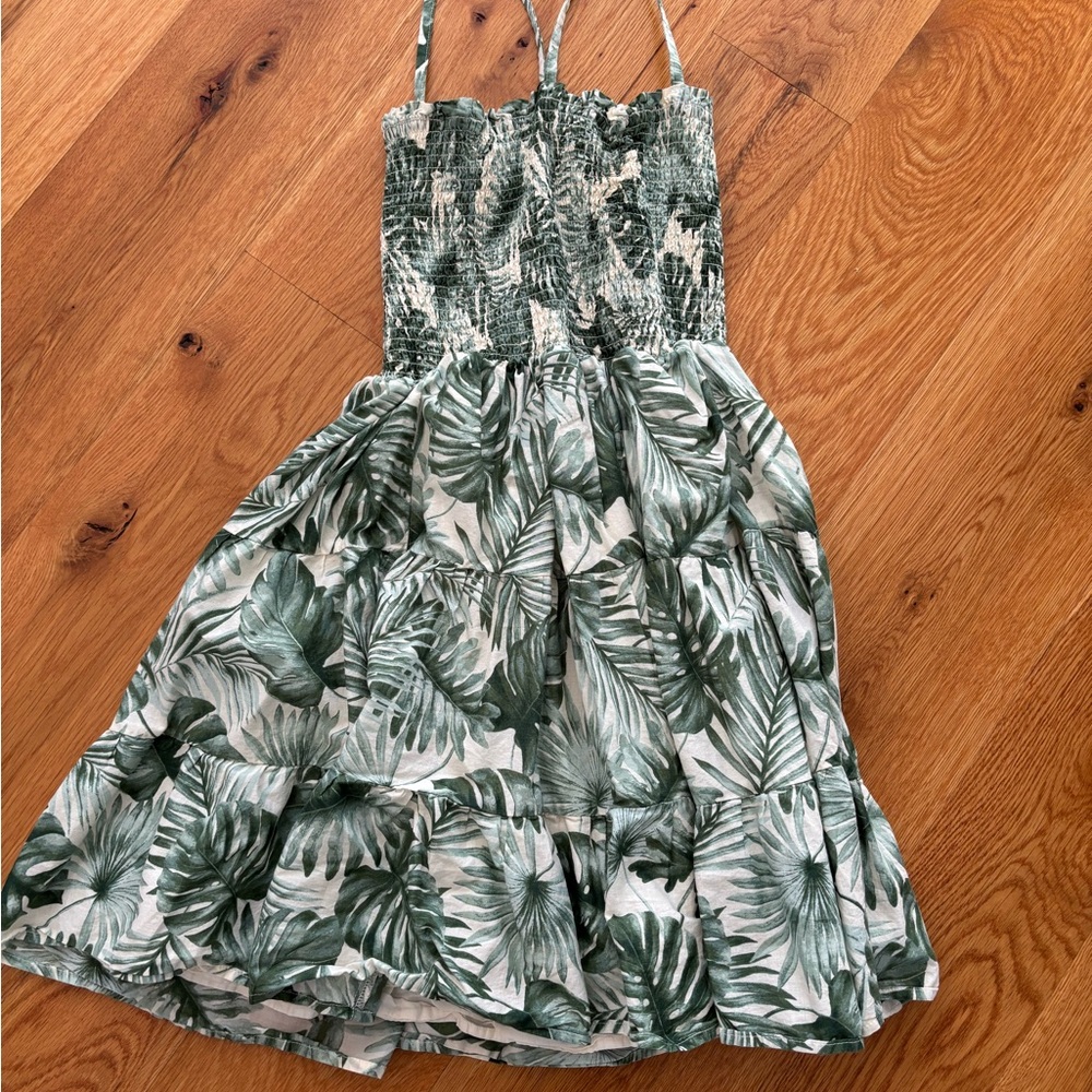 Janie and Jack Green Leaf Print Kids Dress
